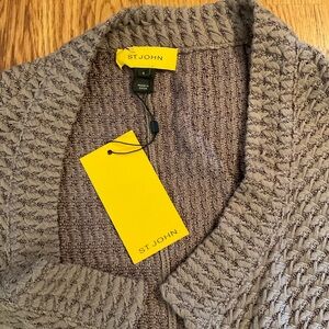St. John - NWT. Taupe Textured Knit SHRUG. Cardigan. Size S